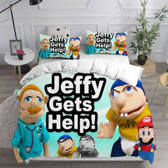 Jeffy Cosplay Bedding Set Duvet Cover Pillowcases Halloween Home Decor