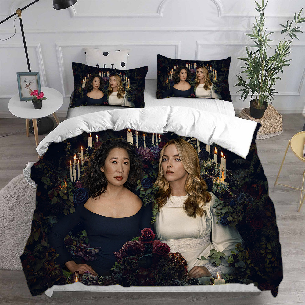 Killing Eve Cosplay Bedding Set Duvet Cover Pillowcases Halloween Home Decor