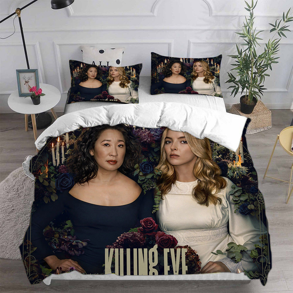 Killing Eve Cosplay Bedding Set Duvet Cover Pillowcases Halloween Home Decor