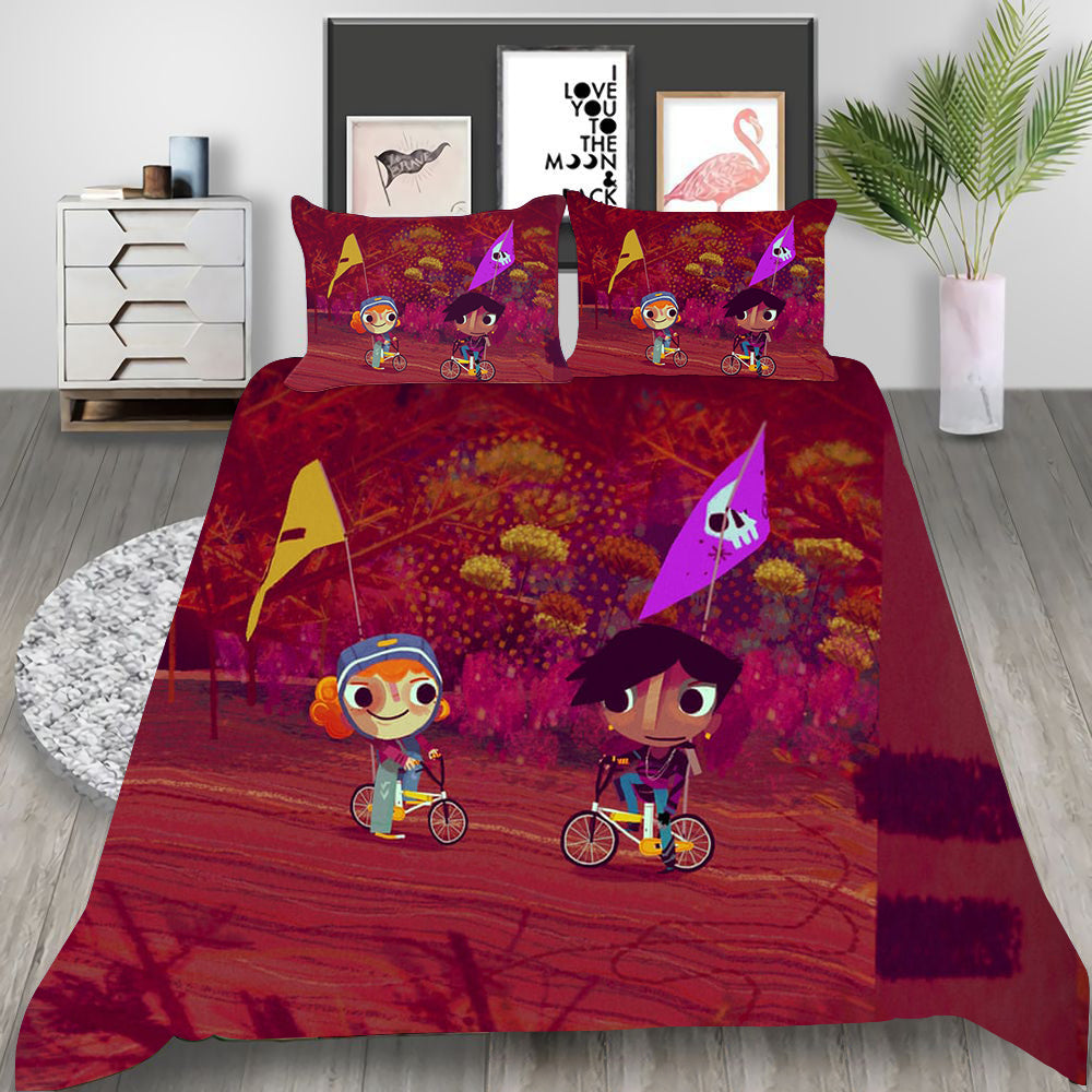 Knights and Bikes Cosplay Bedding Set Duvet Cover Pillowcases Halloween Home Decor