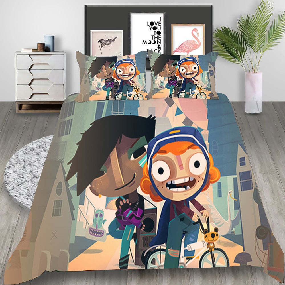 Knights and Bikes Cosplay Bedding Set Duvet Cover Pillowcases Halloween Home Decor