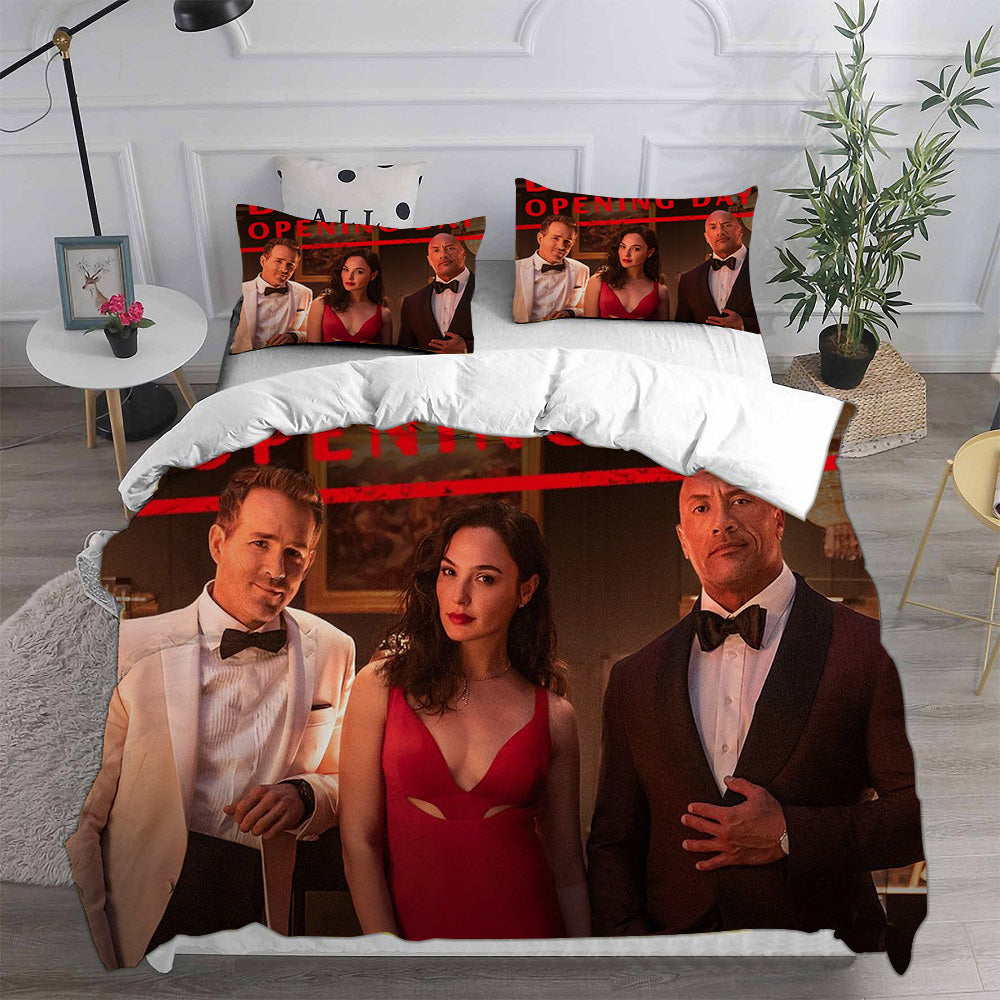 Red Notice Cosplay Bedding Set Duvet Cover Pillowcases Halloween Home Decor