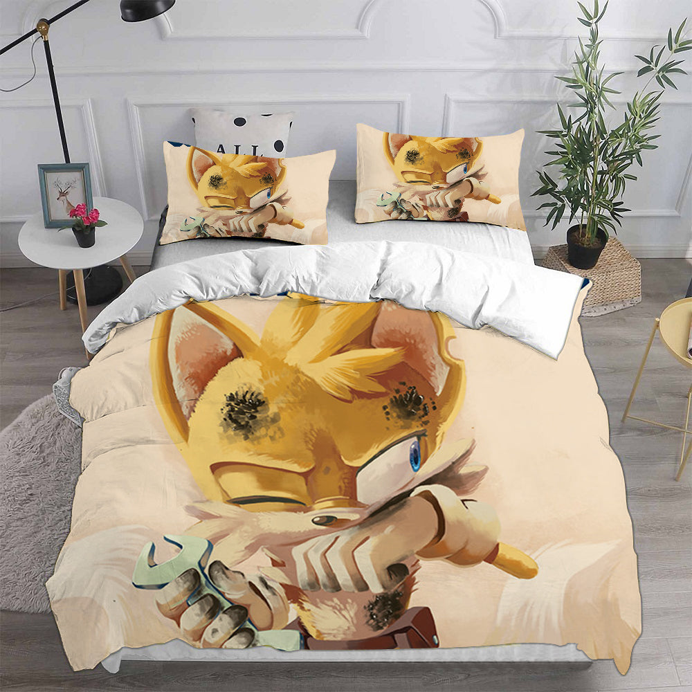Sonic the Hedgehog Movie Cosplay Bedding Set Duvet Cover Pillowcases Halloween Home Decor